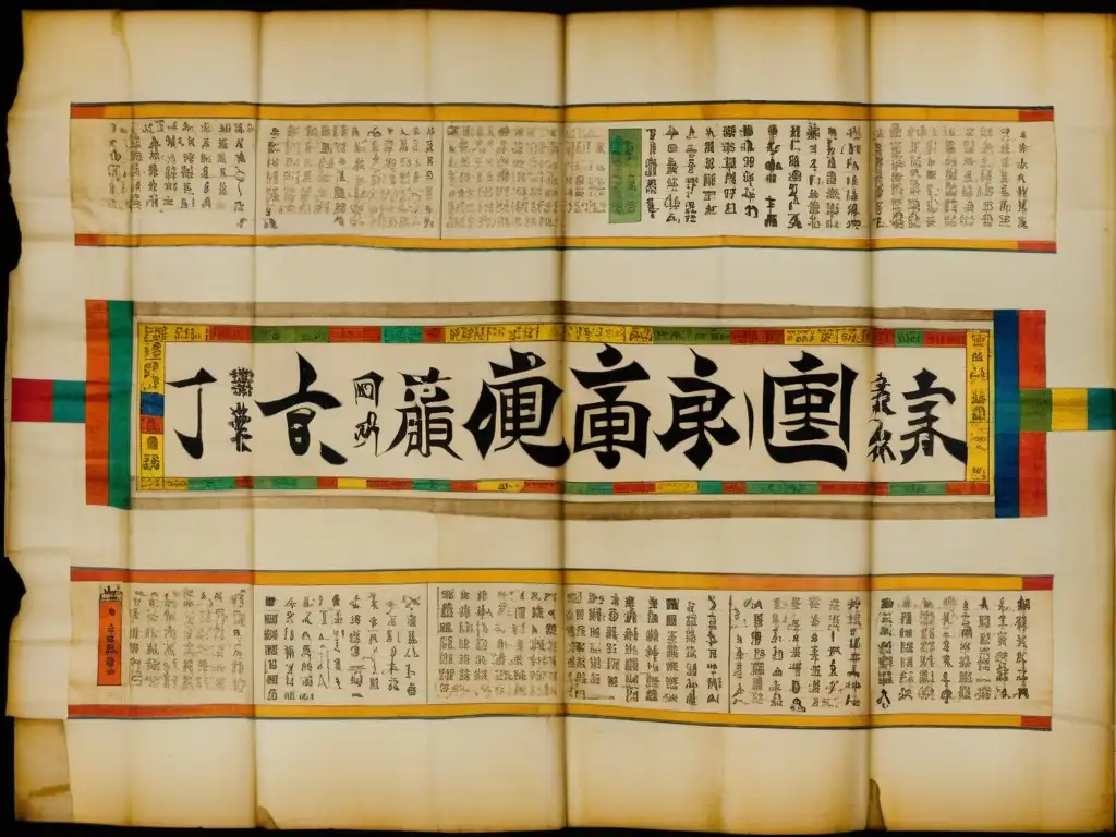 Antiguo pergamino tibetano: sabiduría ancestral de sanación Antiguo pergamino tibetano con diagramas detallados de prácticas medicinales tradicionales en el Tíbet y hierbas medicinales vibrantes