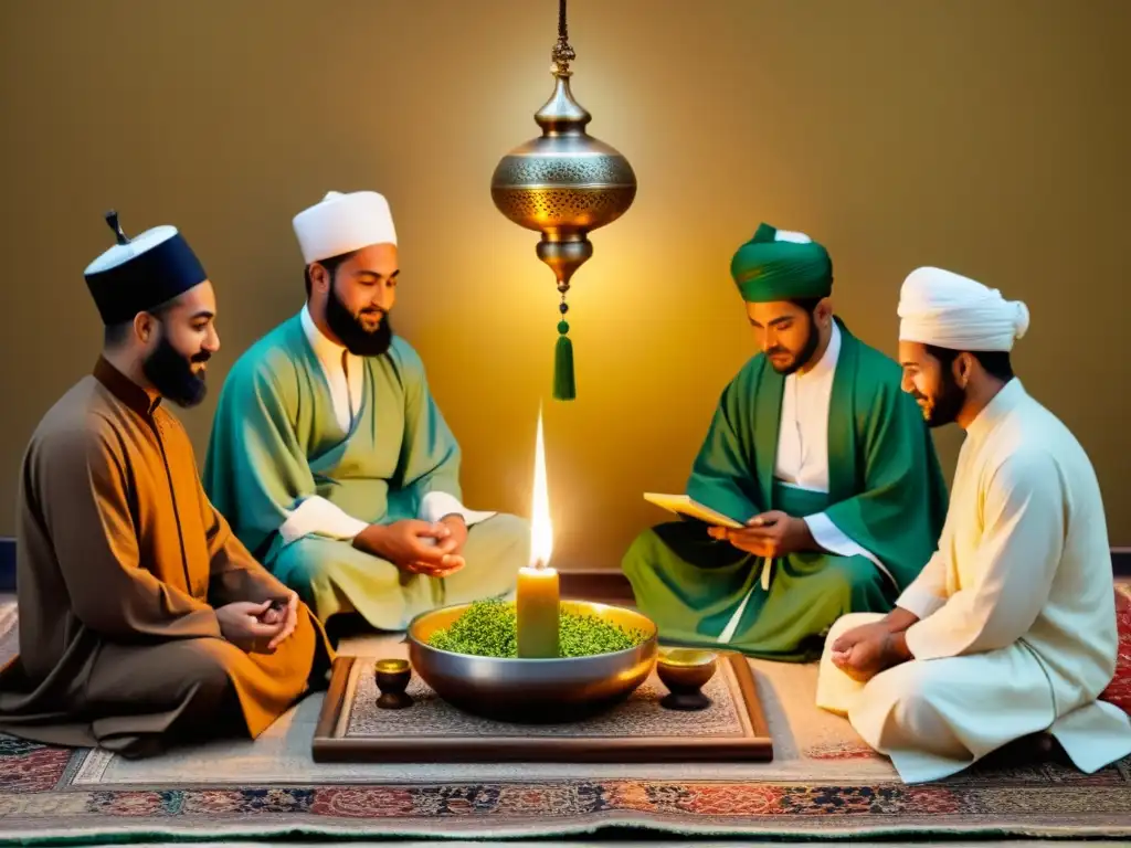 Tradicional ceremonia de sanación islámica Un antiguo ritual de curación islámica con recuperación posoperatoria y medicina herbal en un ambiente sereno y cálido