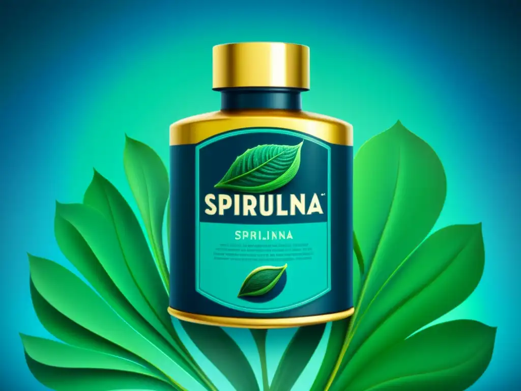 Anuncio vintage de espirulina con diseño art déco y beneficios para la salud