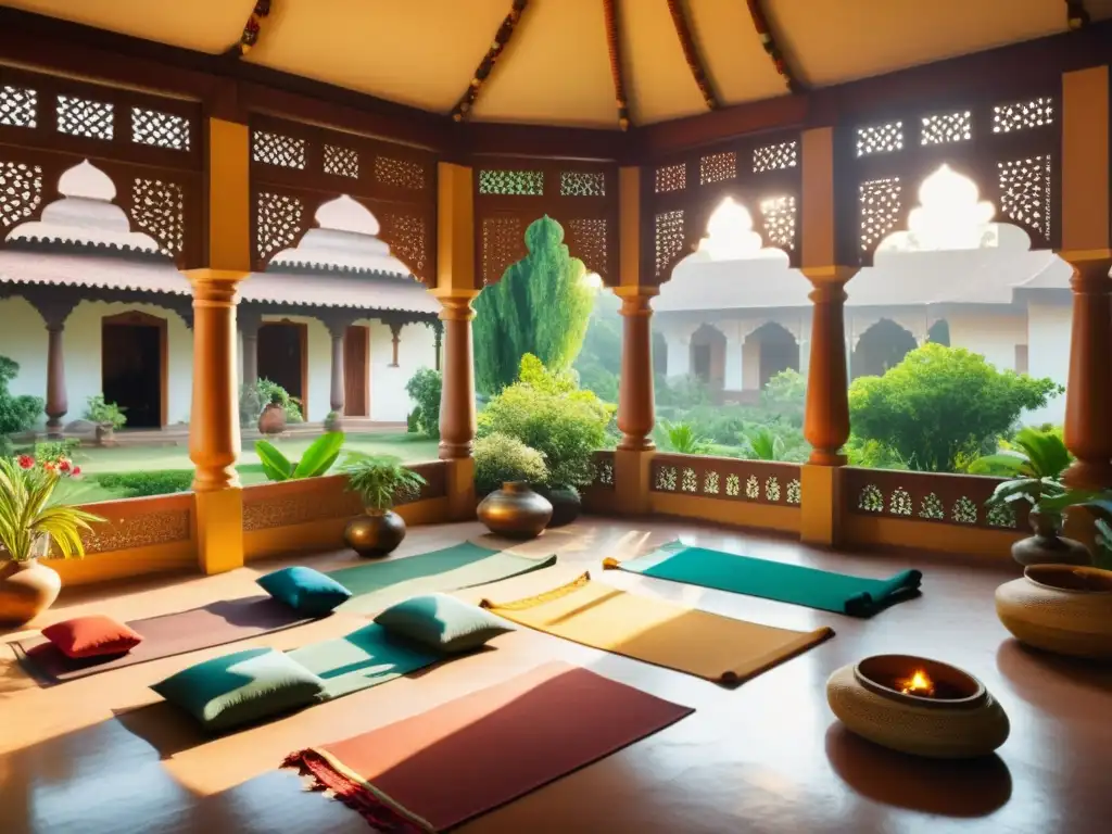 Un centro de sanación Ayurveda en la India, con jardín de hierbas, yoga y meditación