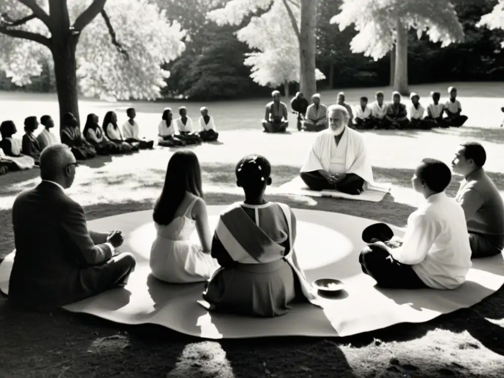 Una ceremonia ancestral al aire libre, practicando medicina tradicional ancestral en comunidad, rodeados de naturaleza y paz