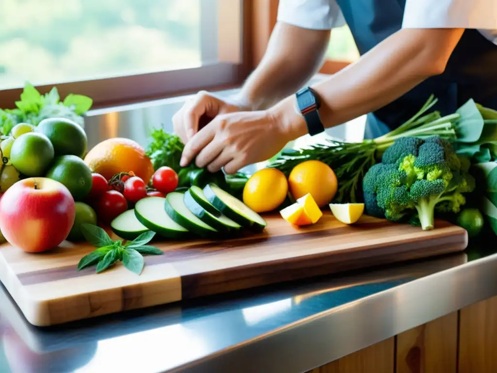 Un chef habilidoso transformando alimentos en medicina tradicional con precisión y reverencia