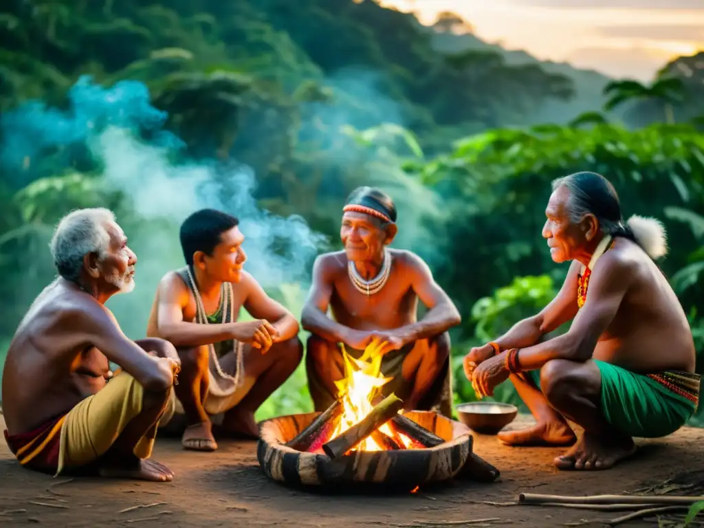 Transmisión de conocimiento medicinal en el Amazonas: sabiduría ancestral de los ancianos indígenas en una emotiva ceremonia alrededor del fuego