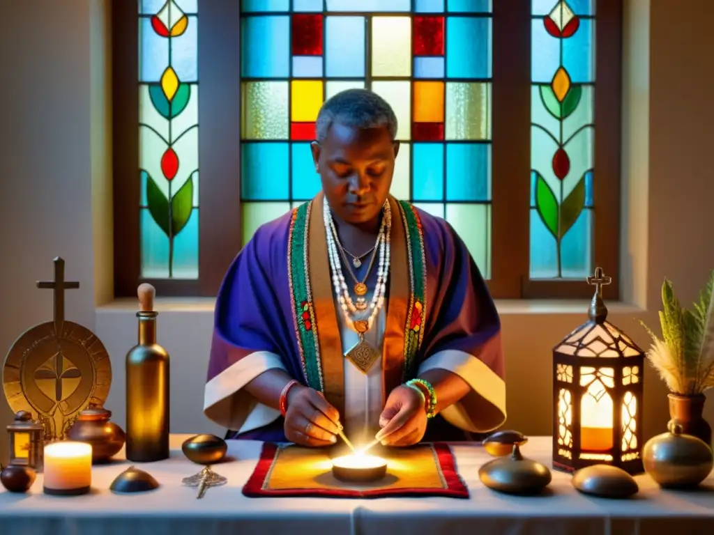 Curandero realiza ritual de sanación en hospital moderno, destacando la medicina ancestral en hospitales modernos