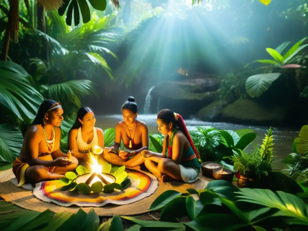 Curanderos indígenas realizando ceremonia de sanación en Aguas de São Pedro, Brasil