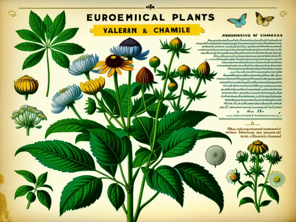 Detallada ilustración vintage de plantas medicinales europeas con historia y contexto geográfico