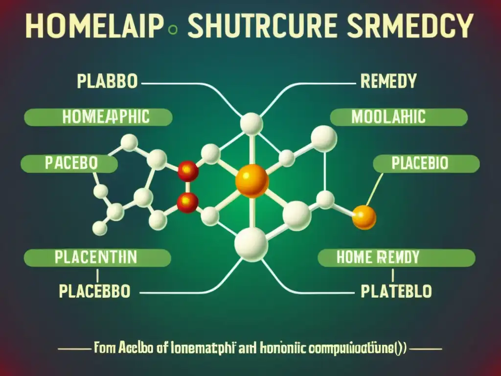 Detalle científico de la eficacia de la homeopatía, comparando estructuras moleculares con placebos