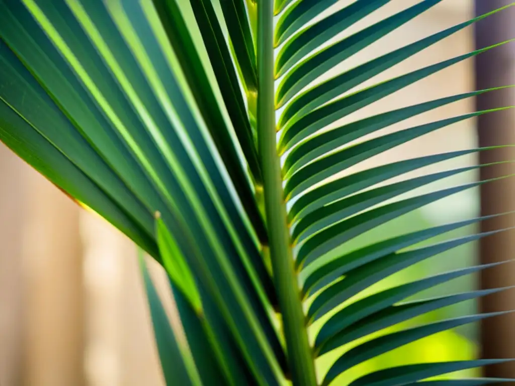 Detalle de planta de papiro en la luz del sol, con hojas verdes y tallo elegante, evocando la influencia de las plantas curativas en el antiguo Egipto