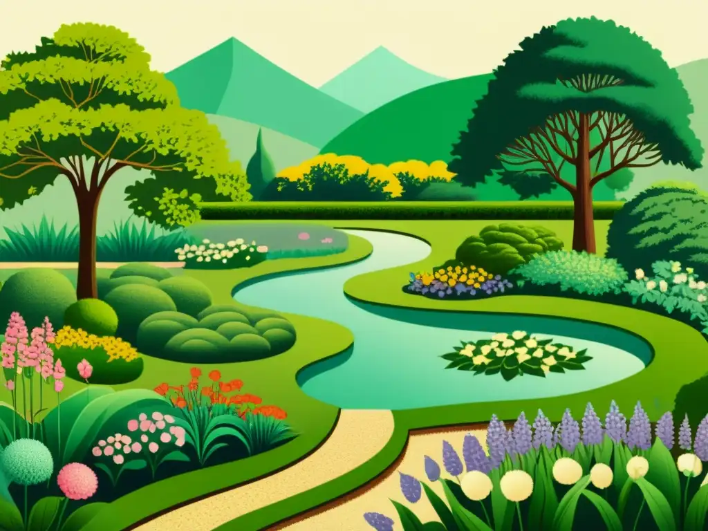 Detalle de ilustración vintage de plantas medicinales en jardín botánico, preservación de plantas medicinales en bancos de germoplasma