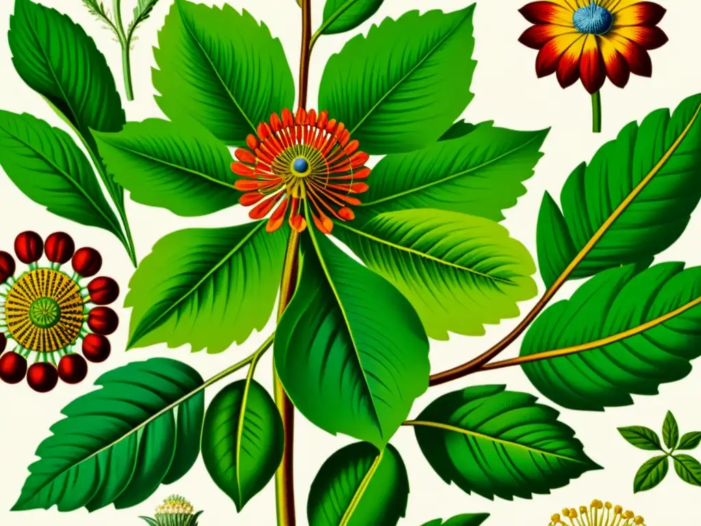 Detalle 8k de ilustración botánica vintage de plantas medicinales poderosas de África