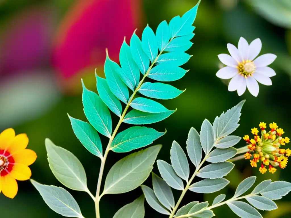 Detalle ultrarrealista de hierbas y plantas medicinales