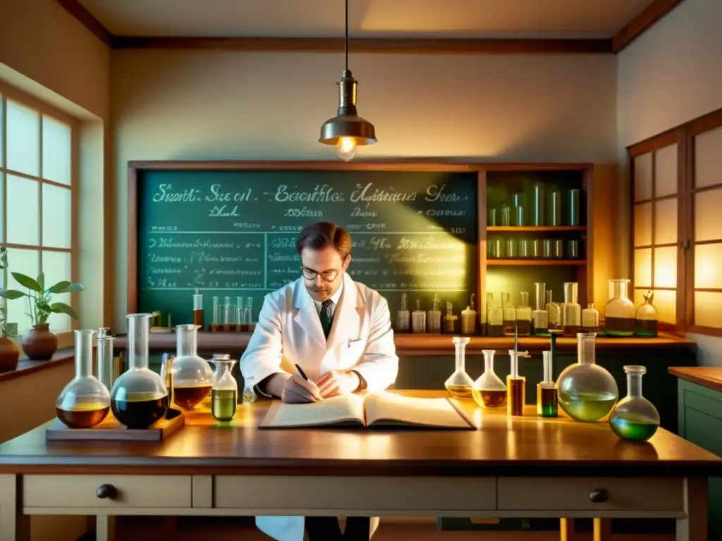 Detalle vintage de laboratorio científico con propiedades adaptógenas Rhodiola rosea