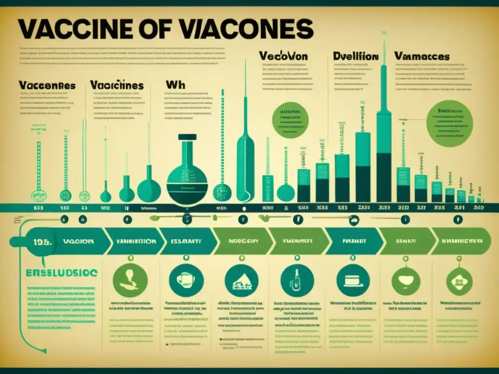 Detalle vintage de la evolución de vacunas desde métodos antiguos hasta la investigación moderna