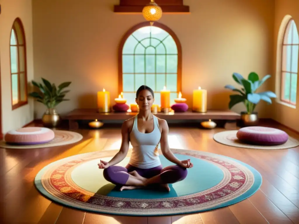 Un estudio de yoga vintage inspirado en la tranquilidad, con meditación y beneficios de aceites esenciales