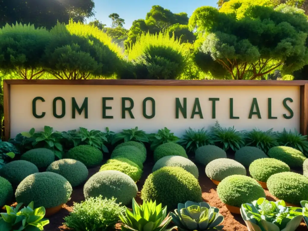 Un jardín botánico exuberante con plantas medicinales en filas ordenadas