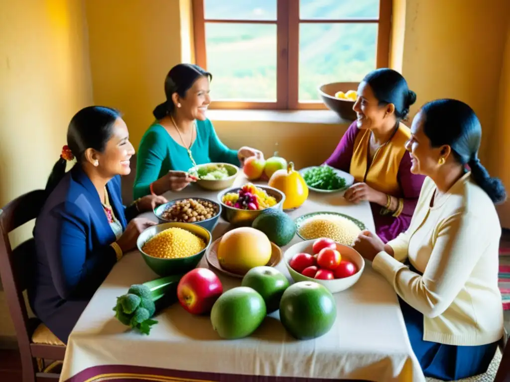 Una familia nicoyana disfruta de una comida tradicional con ingredientes frescos, irradiando calidez y comunidad