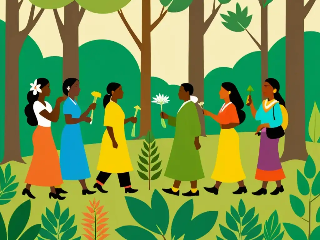 Sanadores indígenas comparten sabiduría ancestral en la selva Grupo de curanderos indígenas guía paseo medicinal por exuberante bosque, compartiendo sabiduría en medicina tradicional en culturas