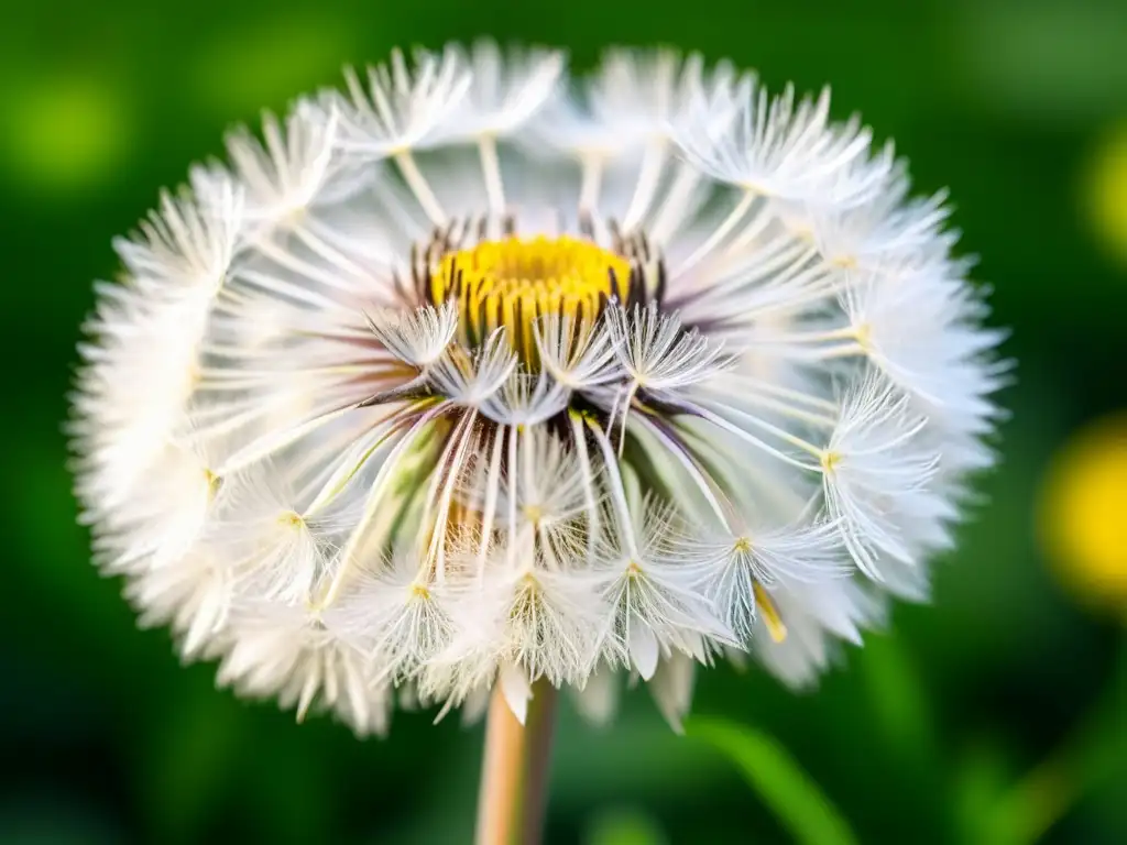 Una hermosa fotografía vintage de un diente de león vibrante en un campo verde exuberante