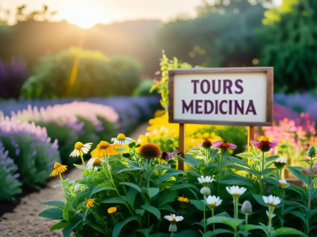 Jardín de hierbas medicinales con tours prácticos de cultivo, abejas zumbando y atmósfera tranquila