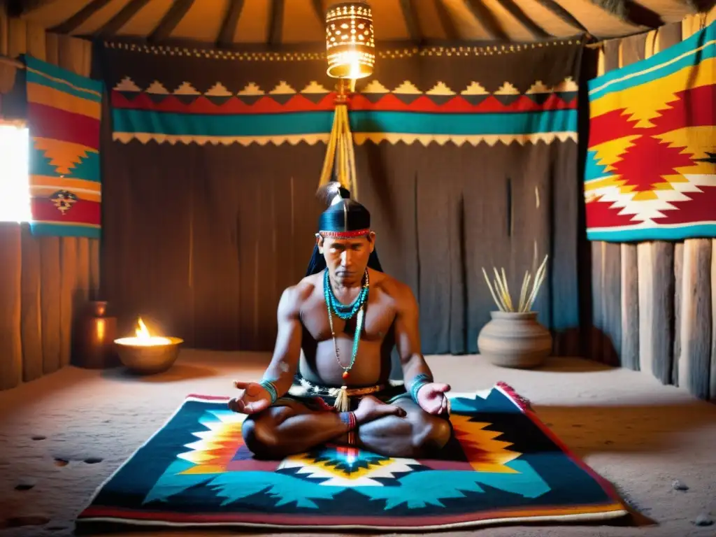 Un hombre navajo realiza una ceremonia de sanación en un hogan tradicional