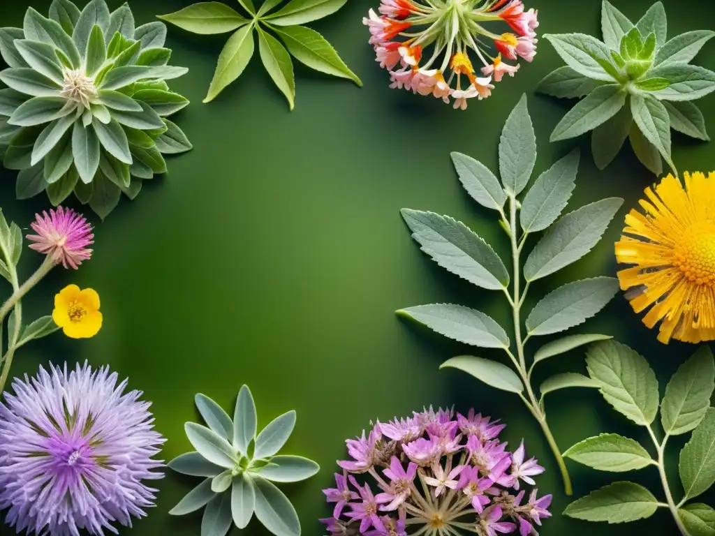 Imagen de enciclopedia global hierbas medicinales: detallada y vibrante colección de plantas medicinales en composición impresionante