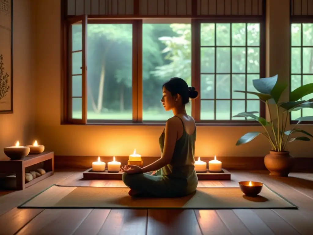 Imagen de una habitación serena con sinergia de acupuntura, meditación y bienestar integral