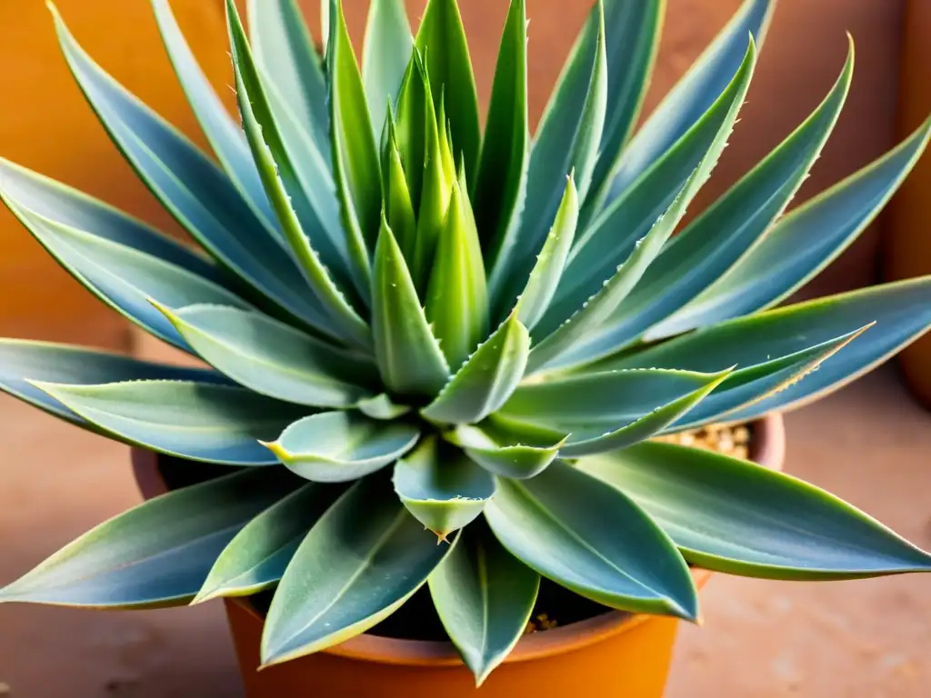 Una imagen vintage de alta resolución de una exuberante planta de aloe vera, evocando el encanto rústico y los beneficios del aloe vera para la salud