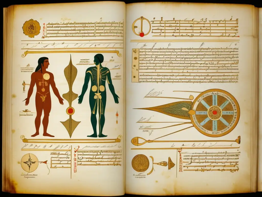 Manuscrito médico griego antiguo detallado con caligrafía e ilustraciones anatómicas, evocando la influencia griega en medicina moderna