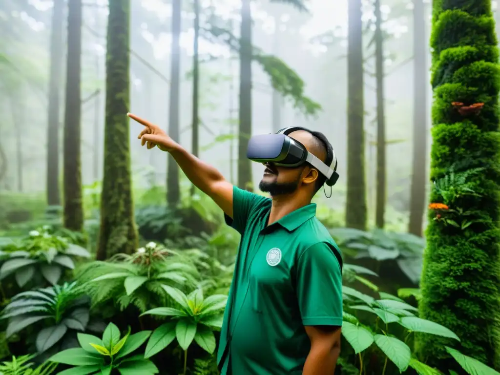 Un VR de medicina tradicional con un guía en la selva, destacando hierbas medicinales