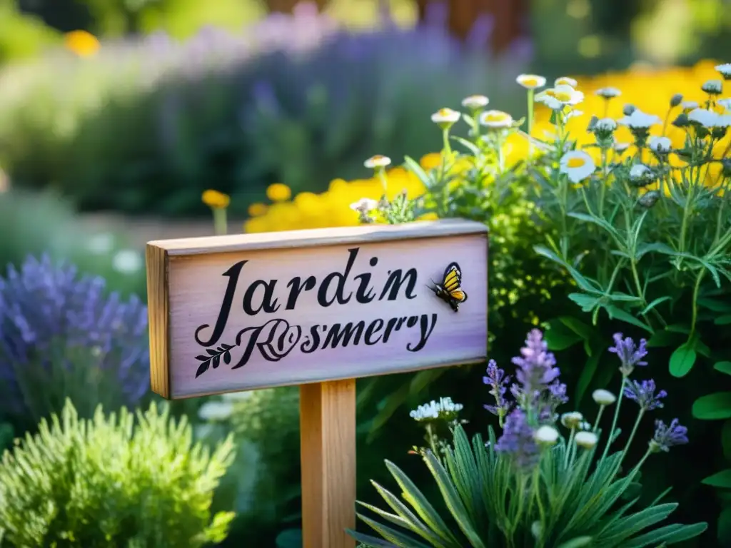 Un jardín medicinal vintage rebosante de hierbas y flores vibrantes