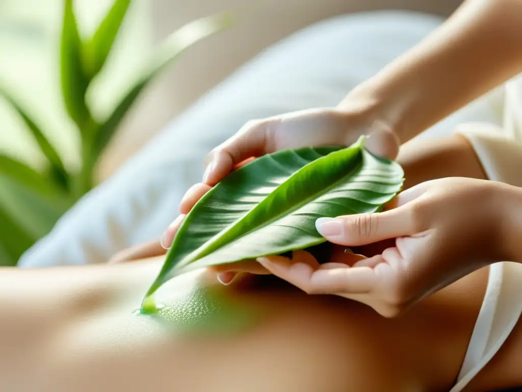 Una mujer aplica gel de sábila con delicadeza en su piel, resaltando su textura y brillo natural