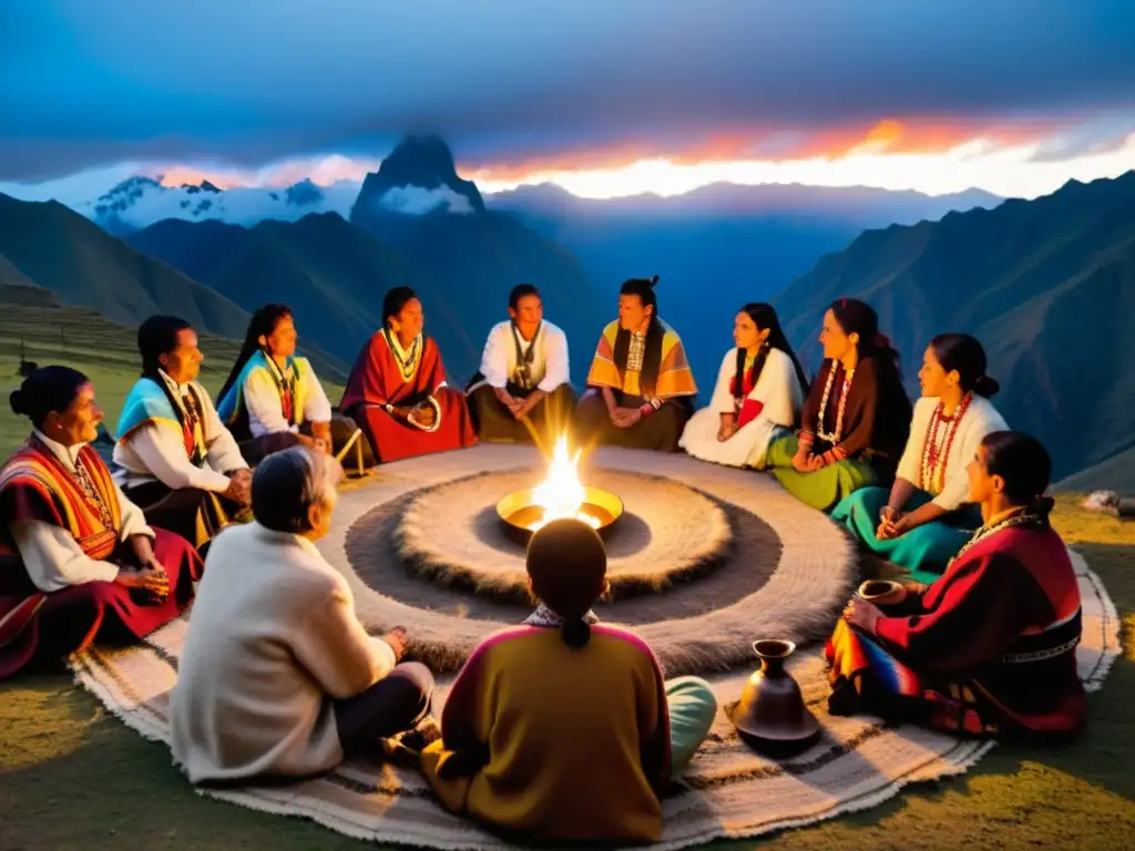 Retiro de Medicina Inca en los Andes: ceremonia espiritual con chaman, velas y montañas estrelladas