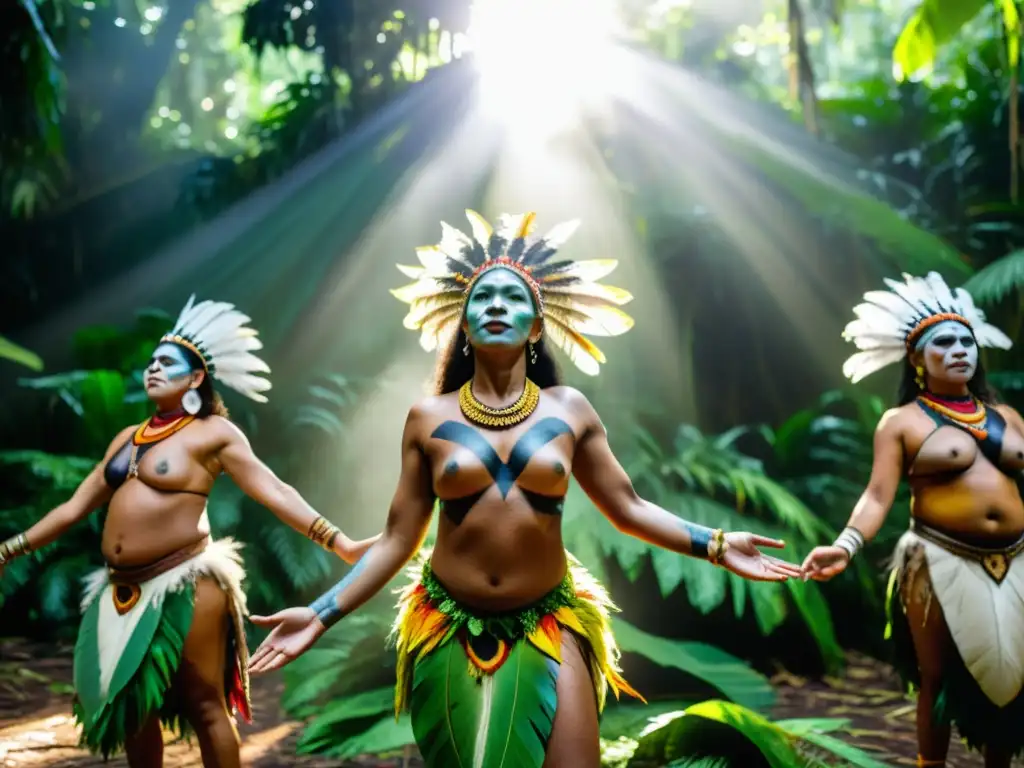 Sanadores indígenas realizan danza ritual en la selva amazónica