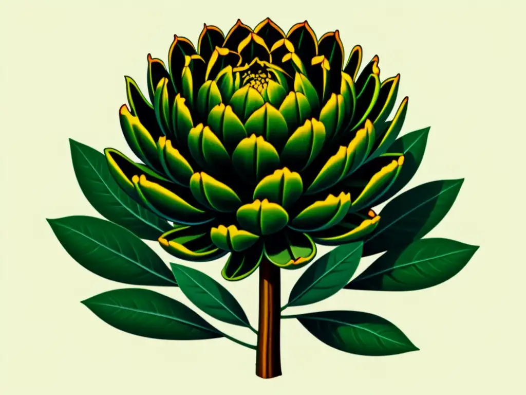 Una ilustración vintage de la vibrante planta Rhodiola Rosea, con sus delicadas flores amarillas y hojas verdes, capturando su belleza natural